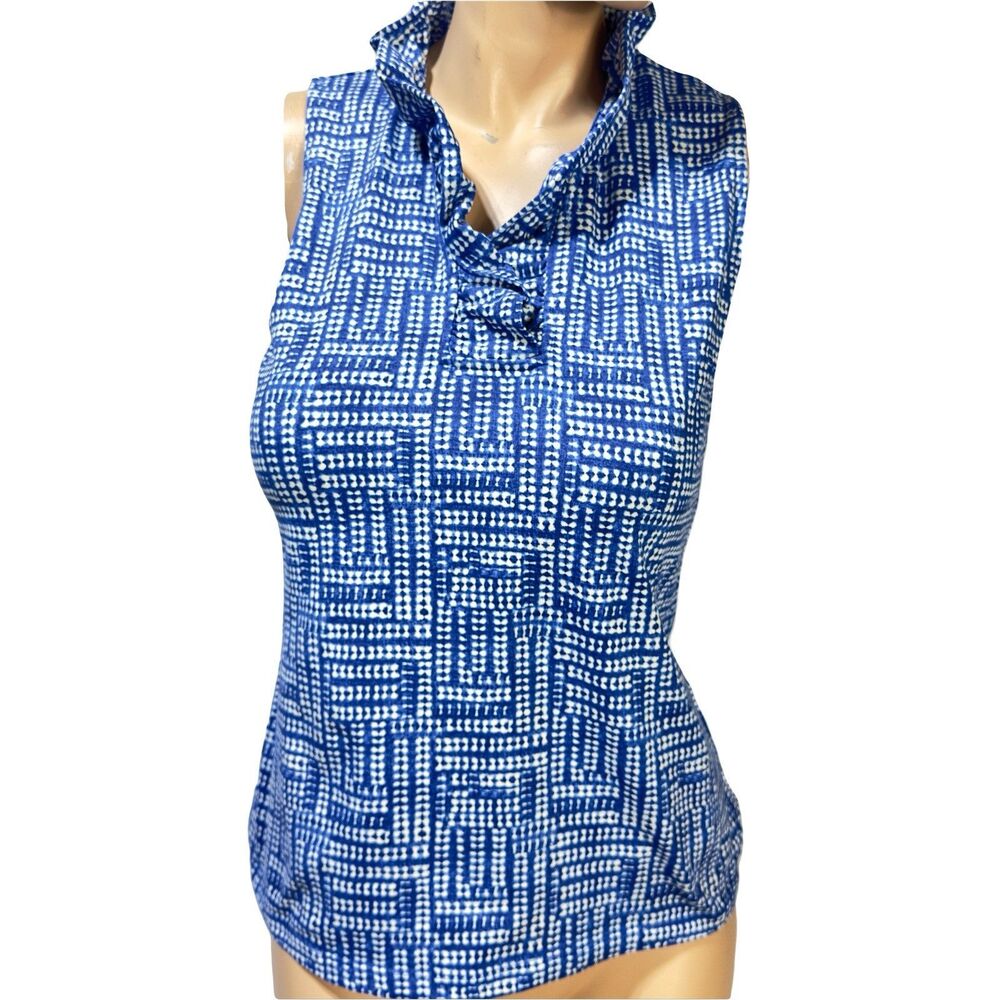 J. Mclaughlin Catalina Cloth Durham Top Women’s Sleeveless Caribe Square Size S